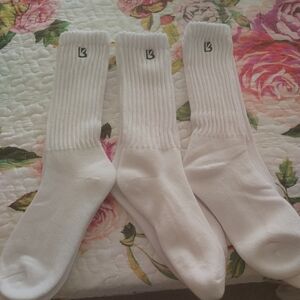Buff Bunny Logo White Crew Socks - 3 Pack